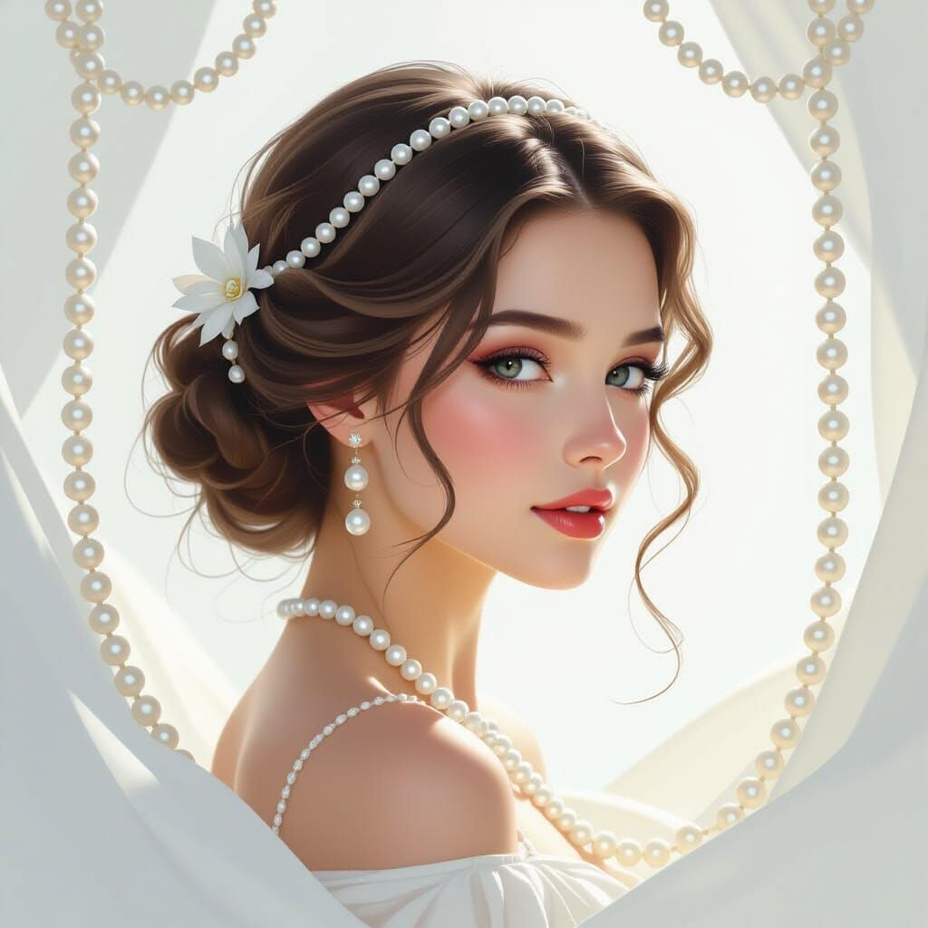 Girl with Pearl Hair in Dreamy Aesthetic