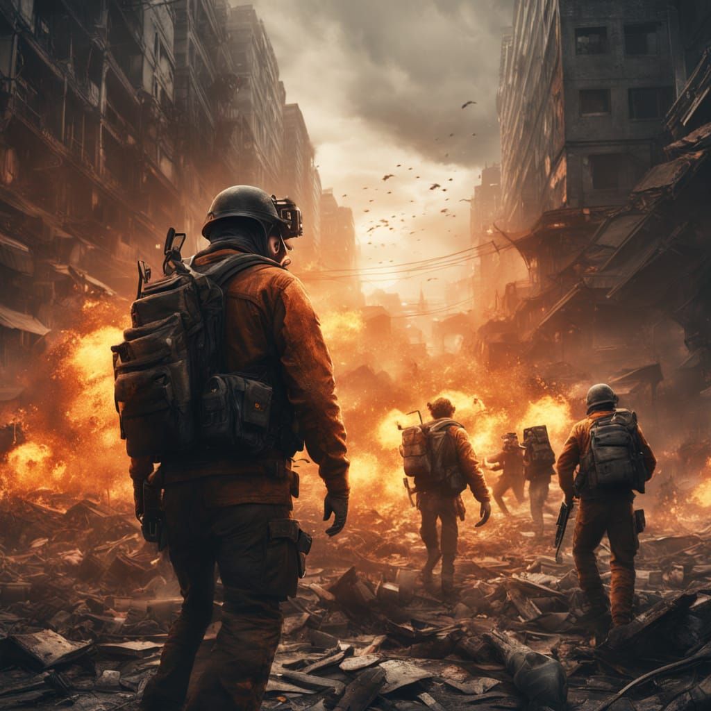 War-Torn Apocalypse: Soldiers vs. Zombies in Desolate City