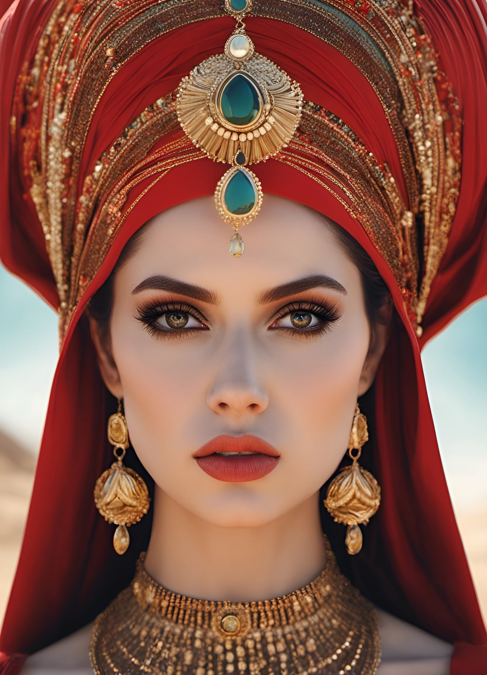 Red Lips Arabian Desert Goddess Fantasy Art