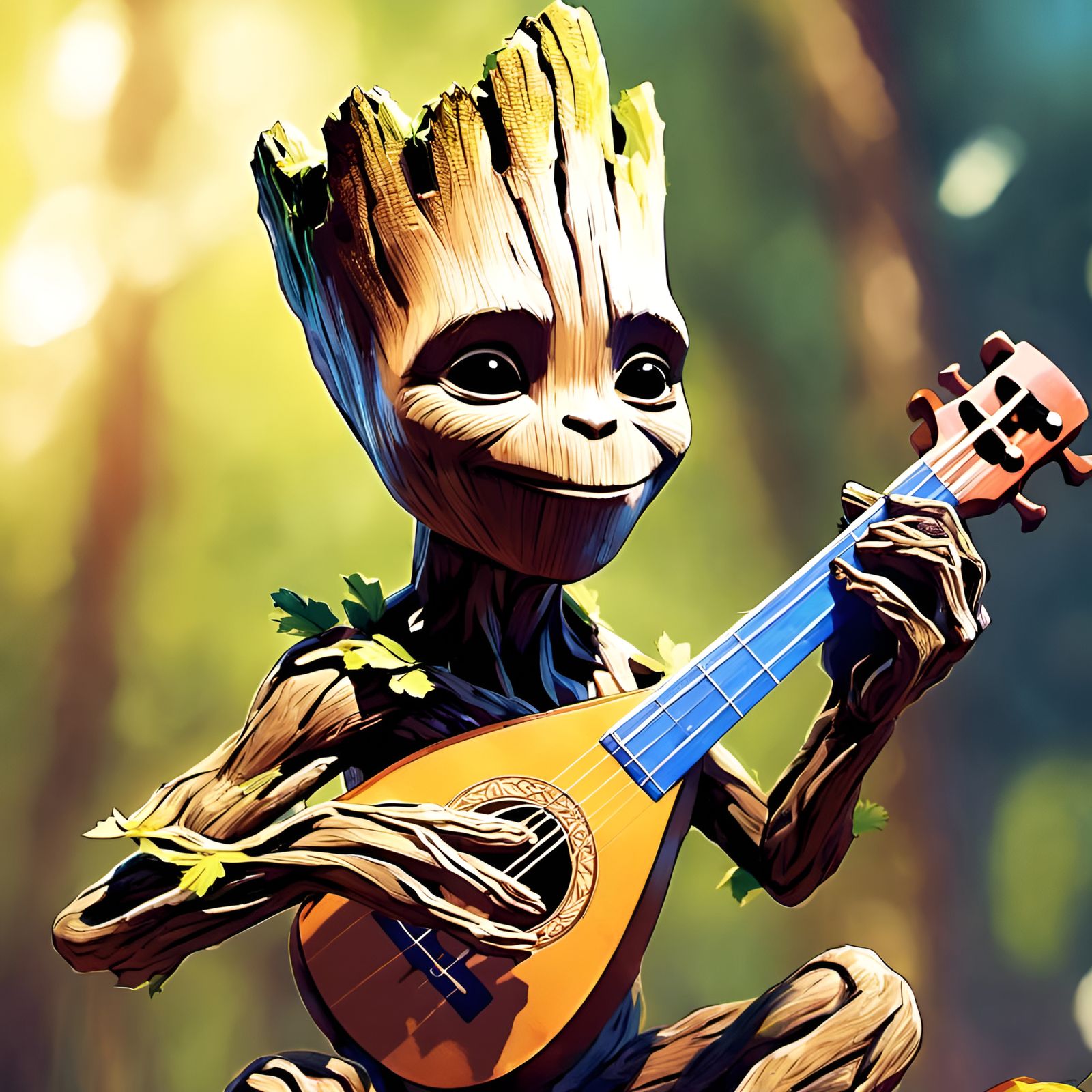 Groot Plays Lute: Digital Illustration by Alex Ross