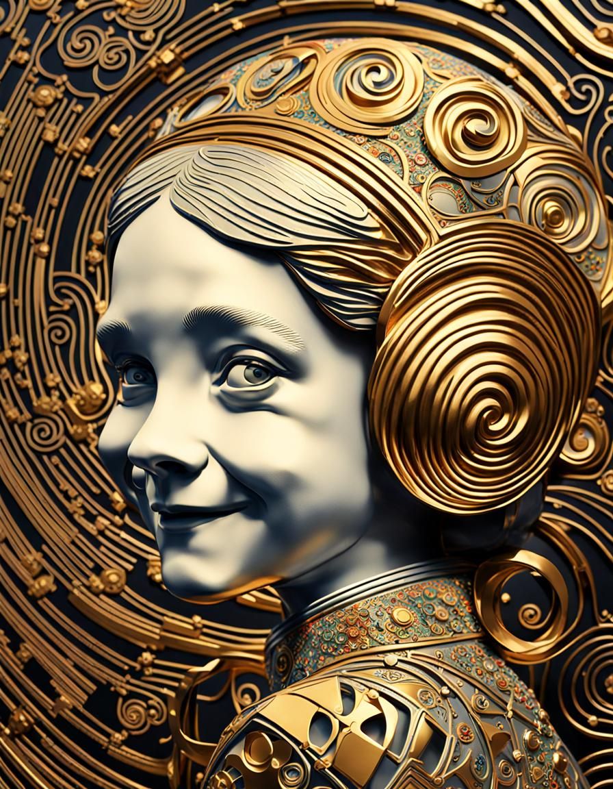 Pippi Longstocking in Klimt Art Nouveau Style