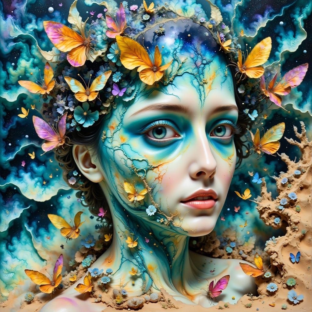 Butterfly Waves Meet Sand Faces: A Digital Seascape