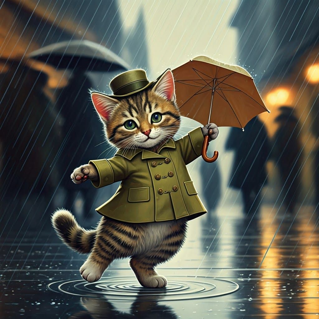 Style of Tenniel, a black and white drawing of a tabby kitte...