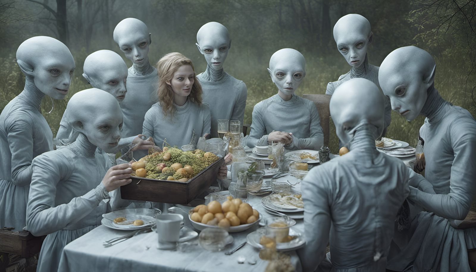 Dreamlike Alien Feast in Hyperrealistic Digital Art