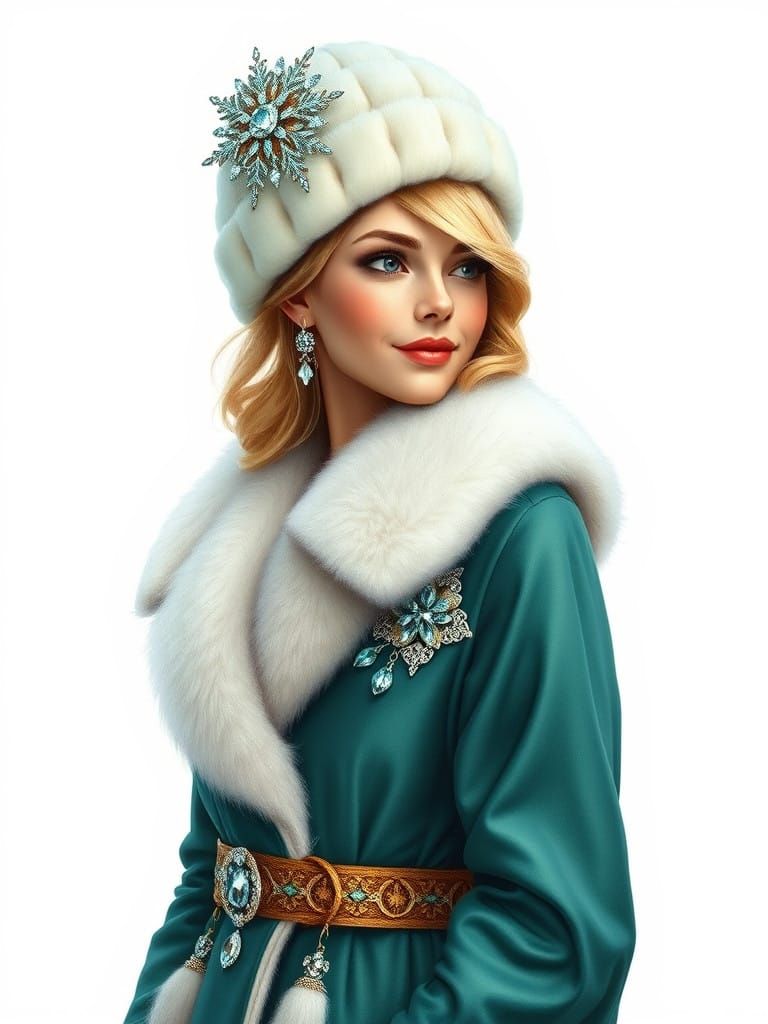 Winter Princess in Enchanting Oil Painting