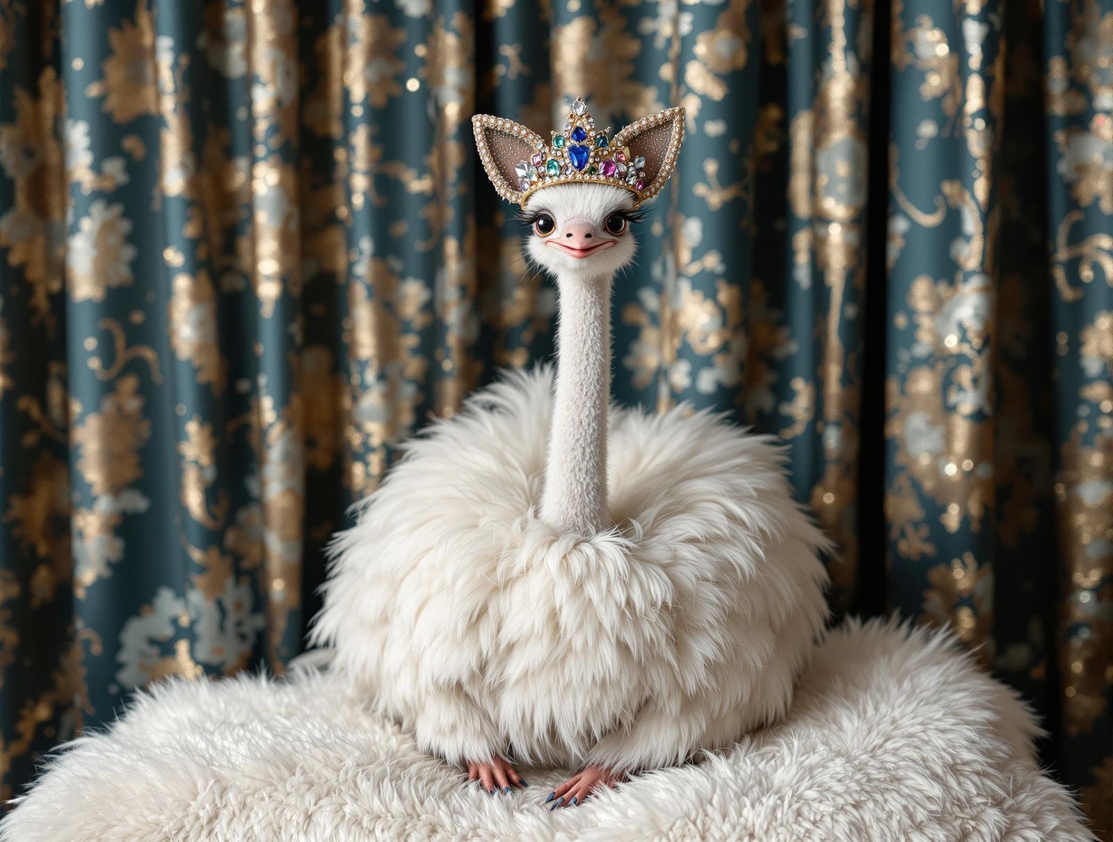 Ostrich with Happy Puppy Ears