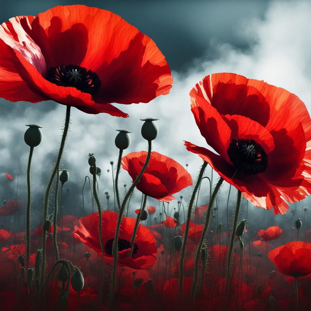 Remembrance Day: Red Poppies Double Exposure Collage