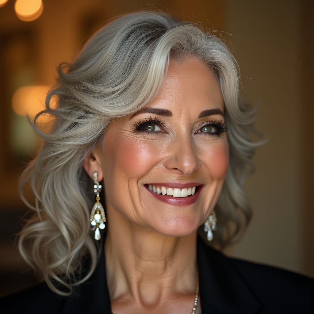 Elegant Portrait of a Silver-Haired Woman