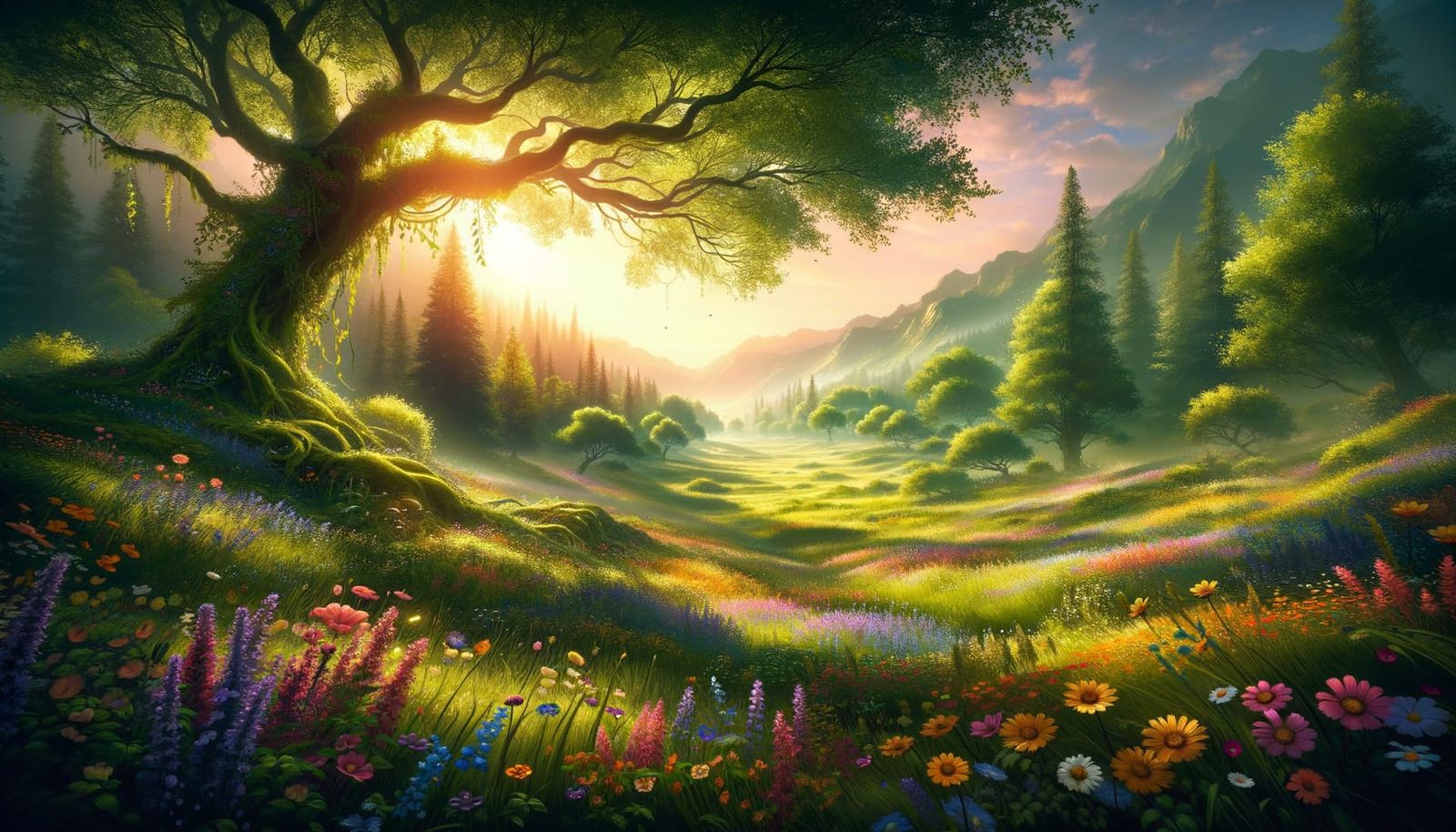 Vibrant Spring Landscape Painting