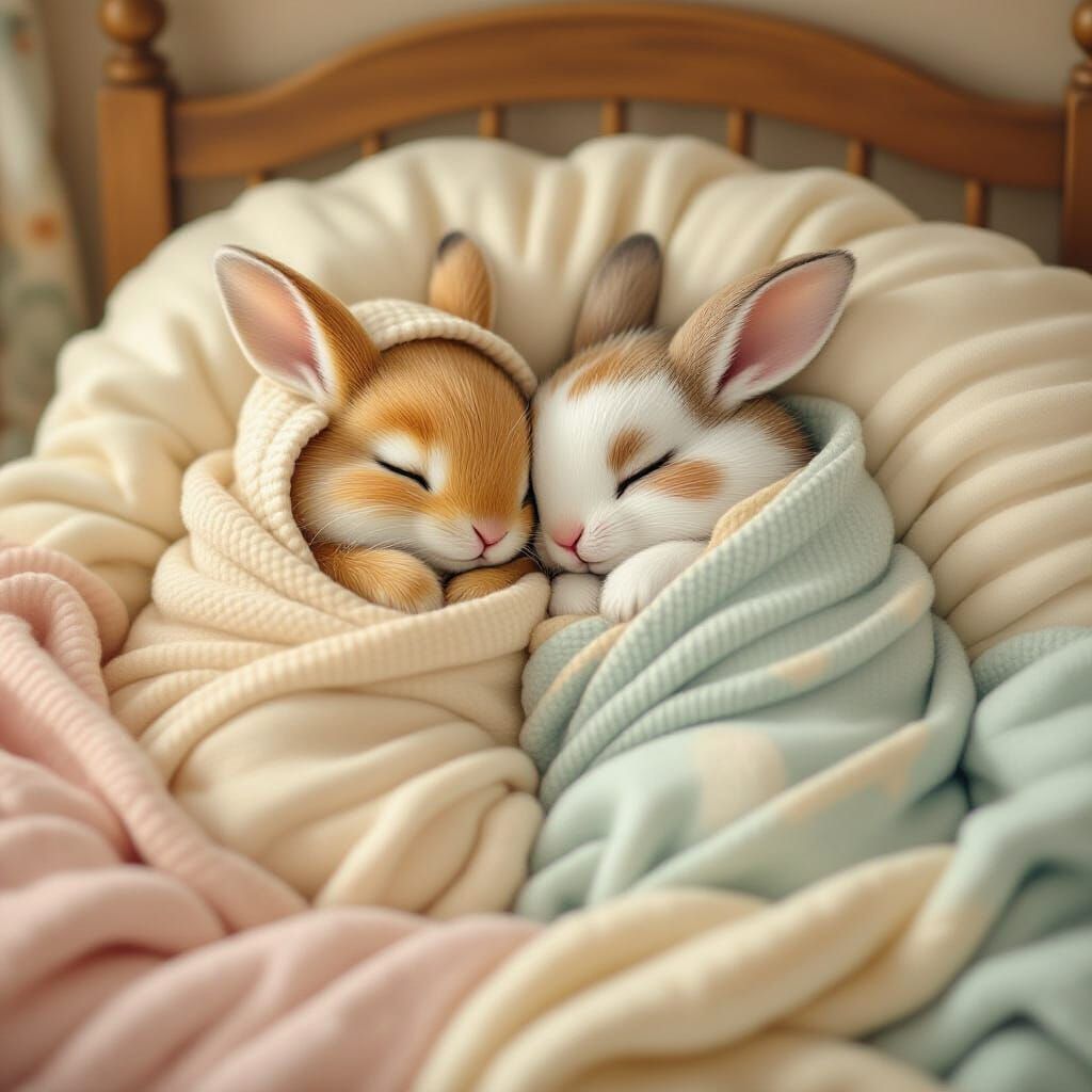 Cozy Creatures Sleeping Peacefully in Whimsical Style