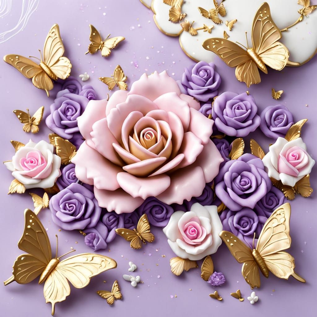 Sugar Rose with Butterflies