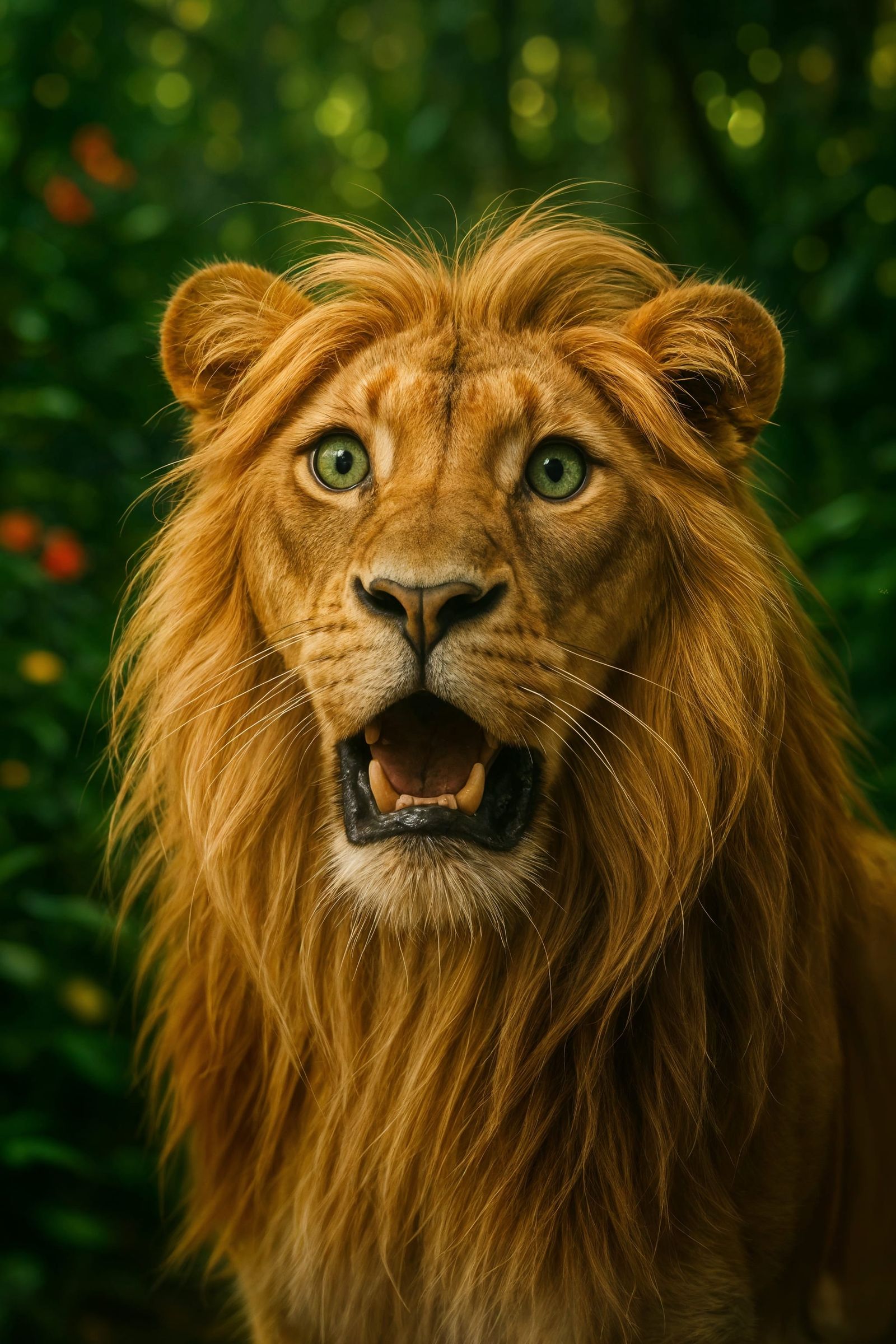 Surprised Lioness Portrait in Photorealistic Detail