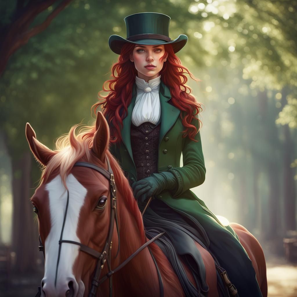 Victorian Style Portrait of Girl on Horseback