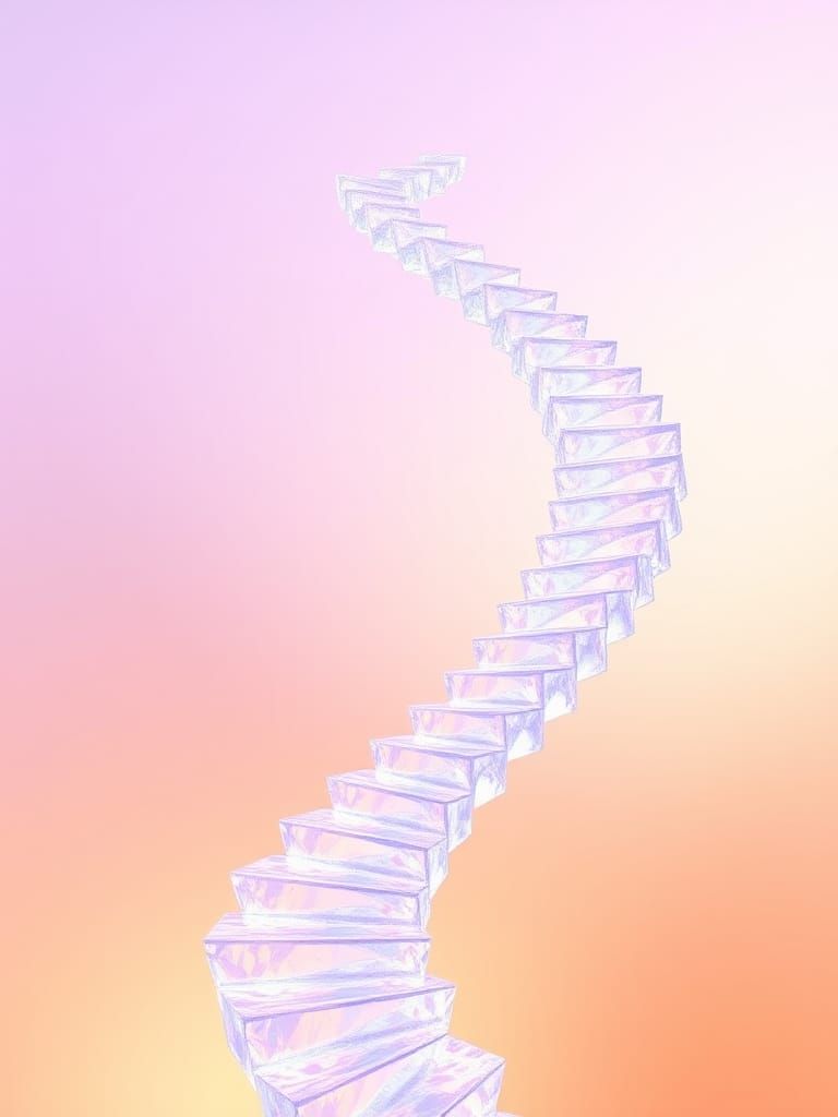 Infinite Iridescent Staircase in Dreamcore Fantasy Style