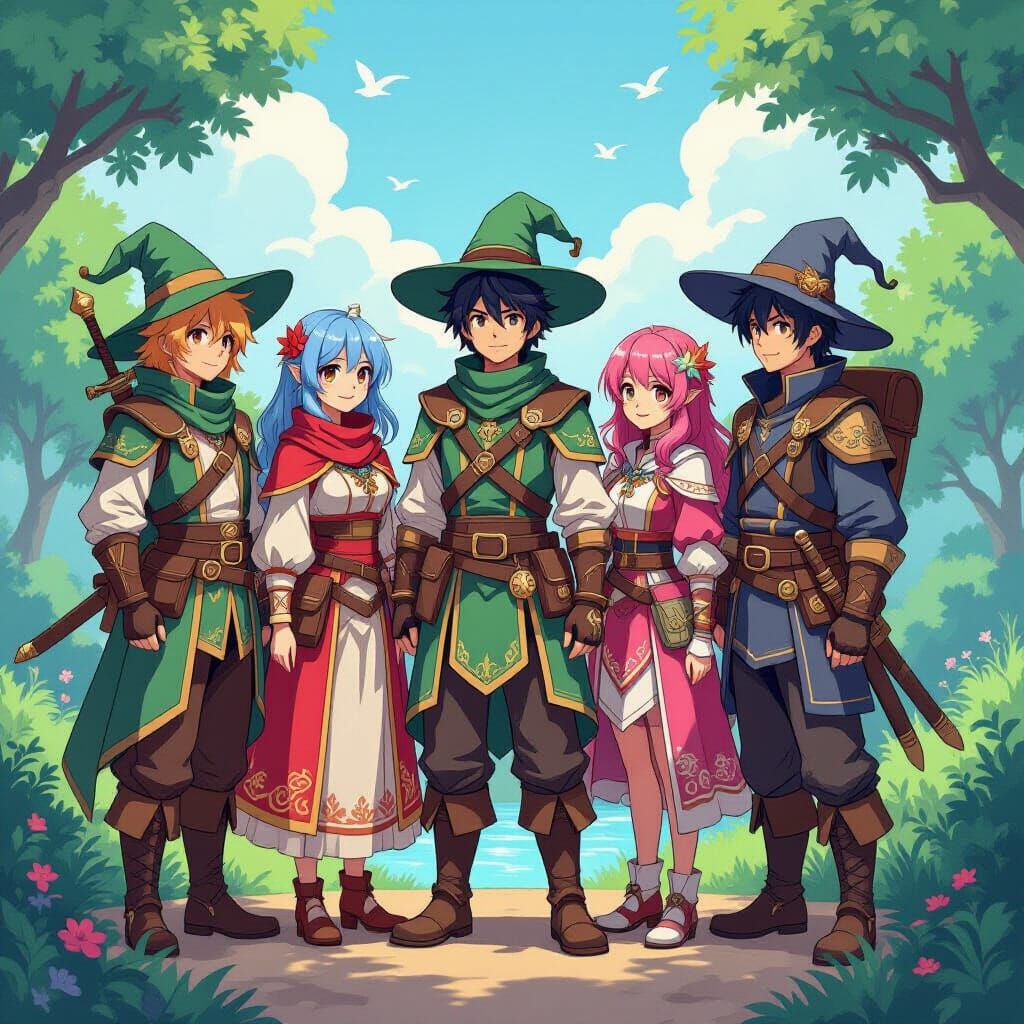 Adventurers in a Fantasy Landscape, Painterly Style