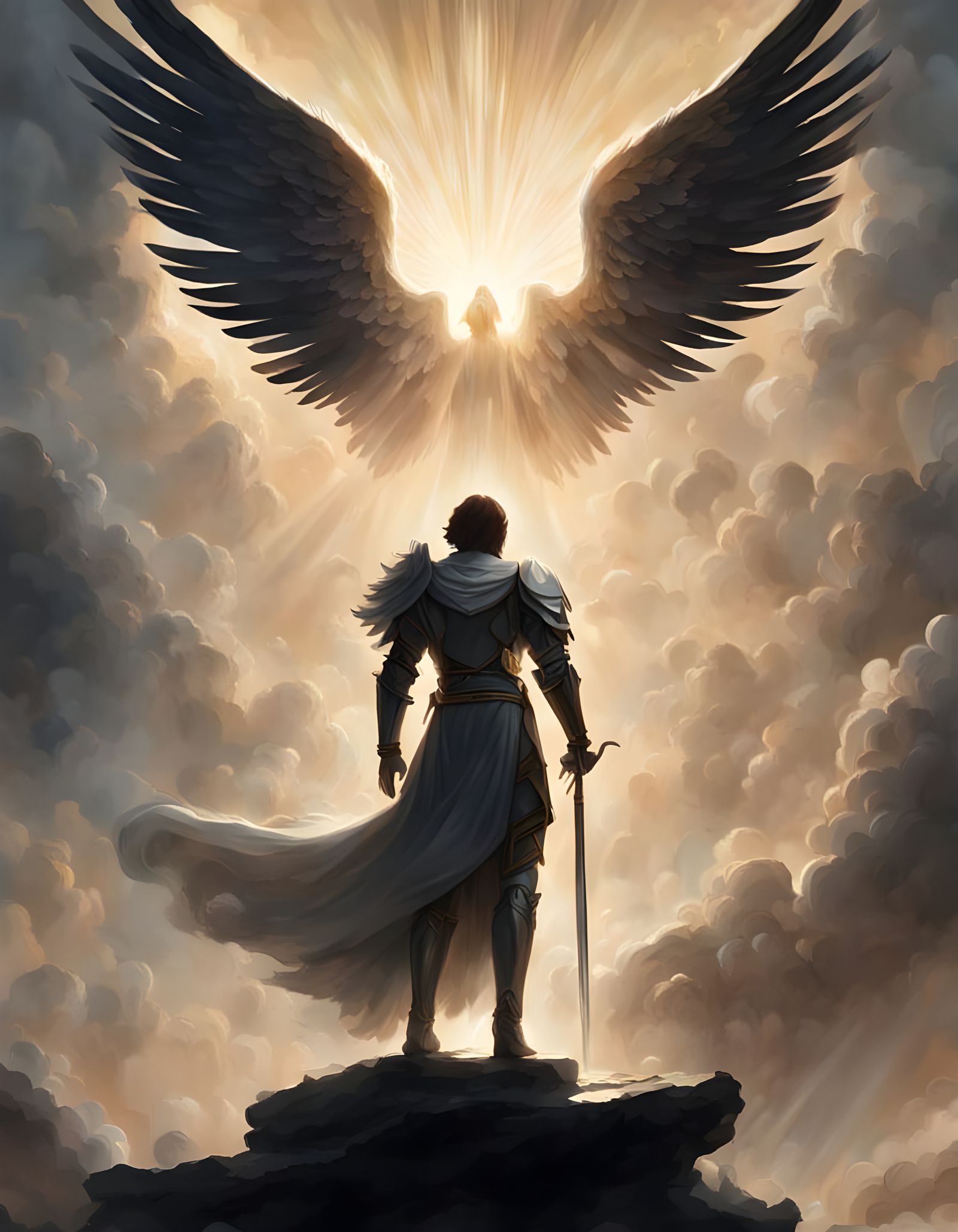 Divine Archangel Descends in Radiant Glory
