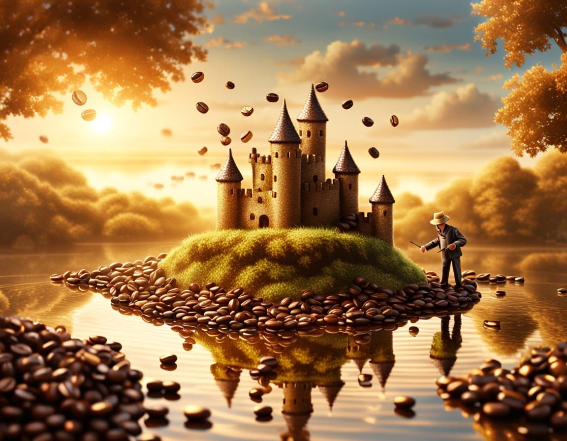 Coffee Bean Castle: An Oil Painting Masterpiece