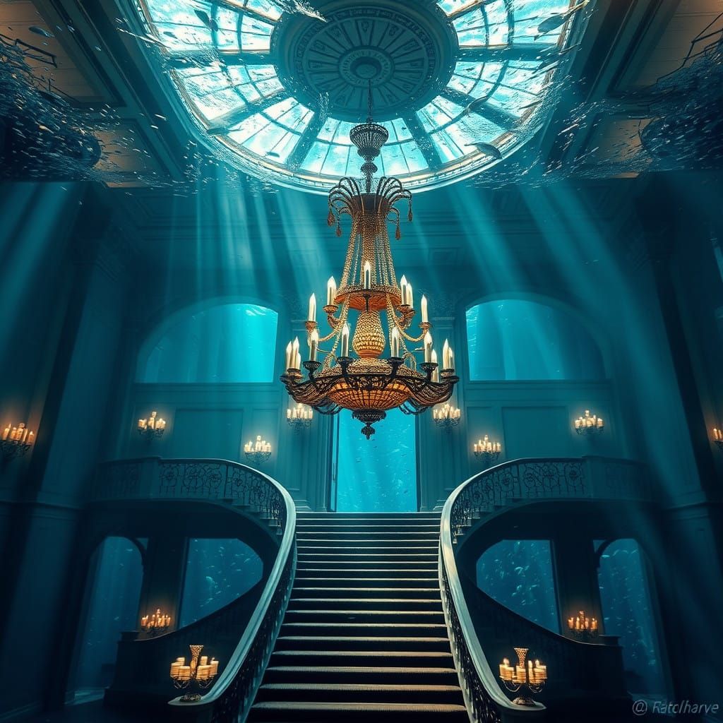 Ethereal Underwater Ballroom of the Titanic
