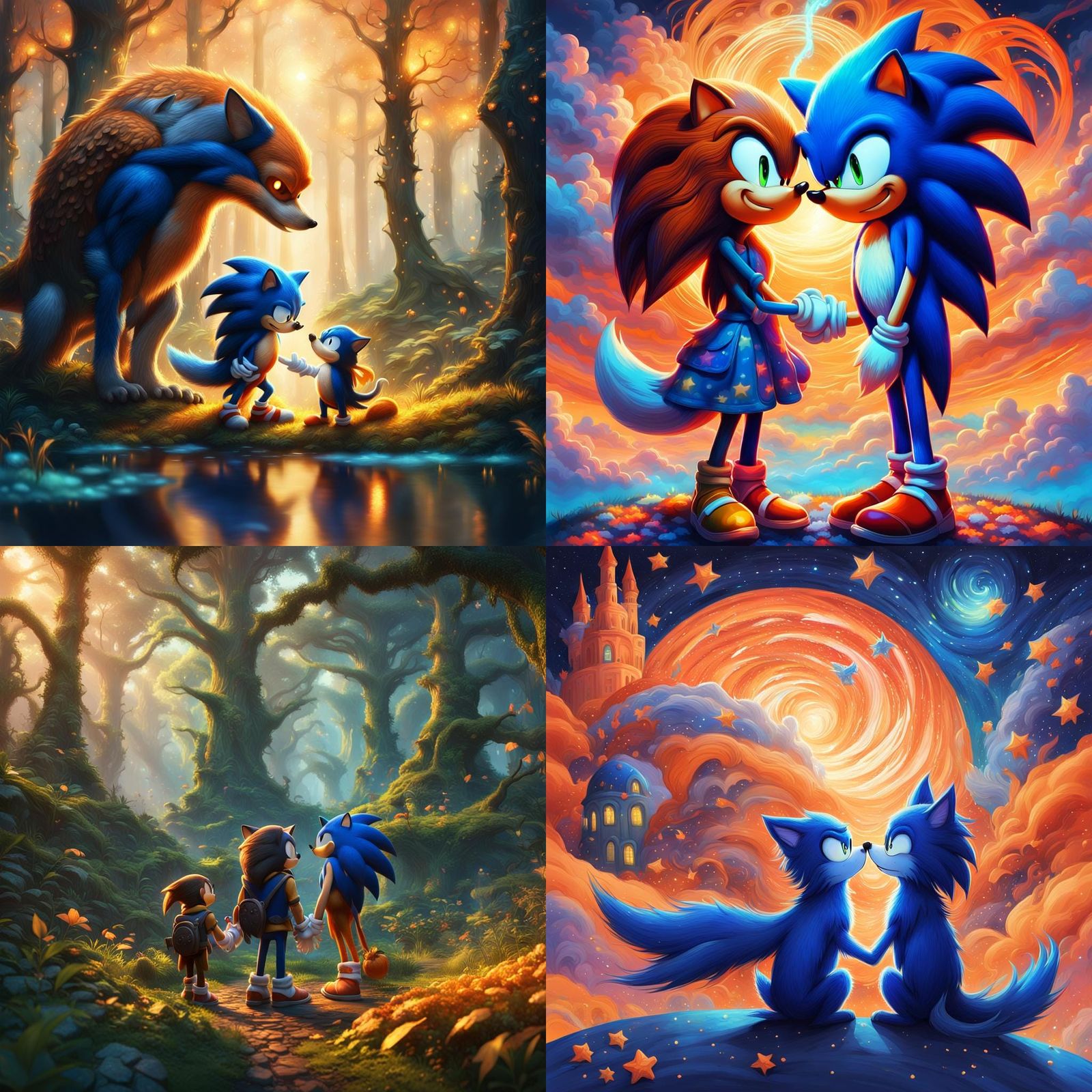 Dogday and Sonic Kissing: Fantasy Concept Art