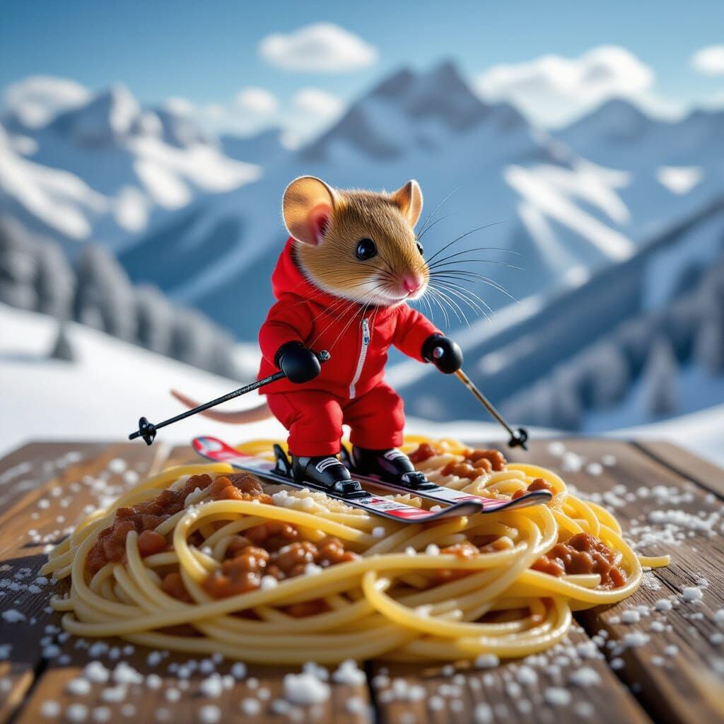 Mouse Skis Bolognese Mountain Landscape