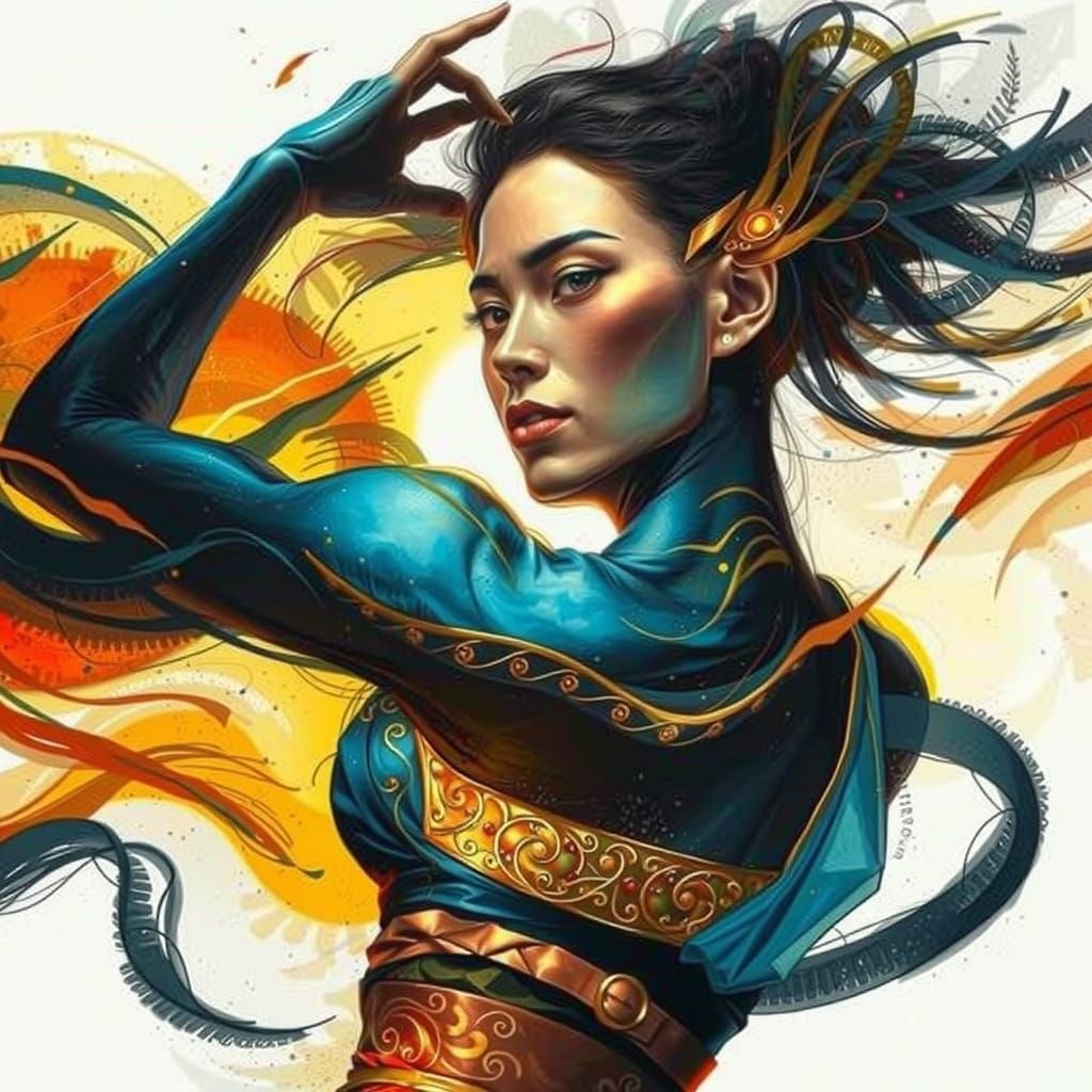 Dancer in Motion with Double Exposure Effect