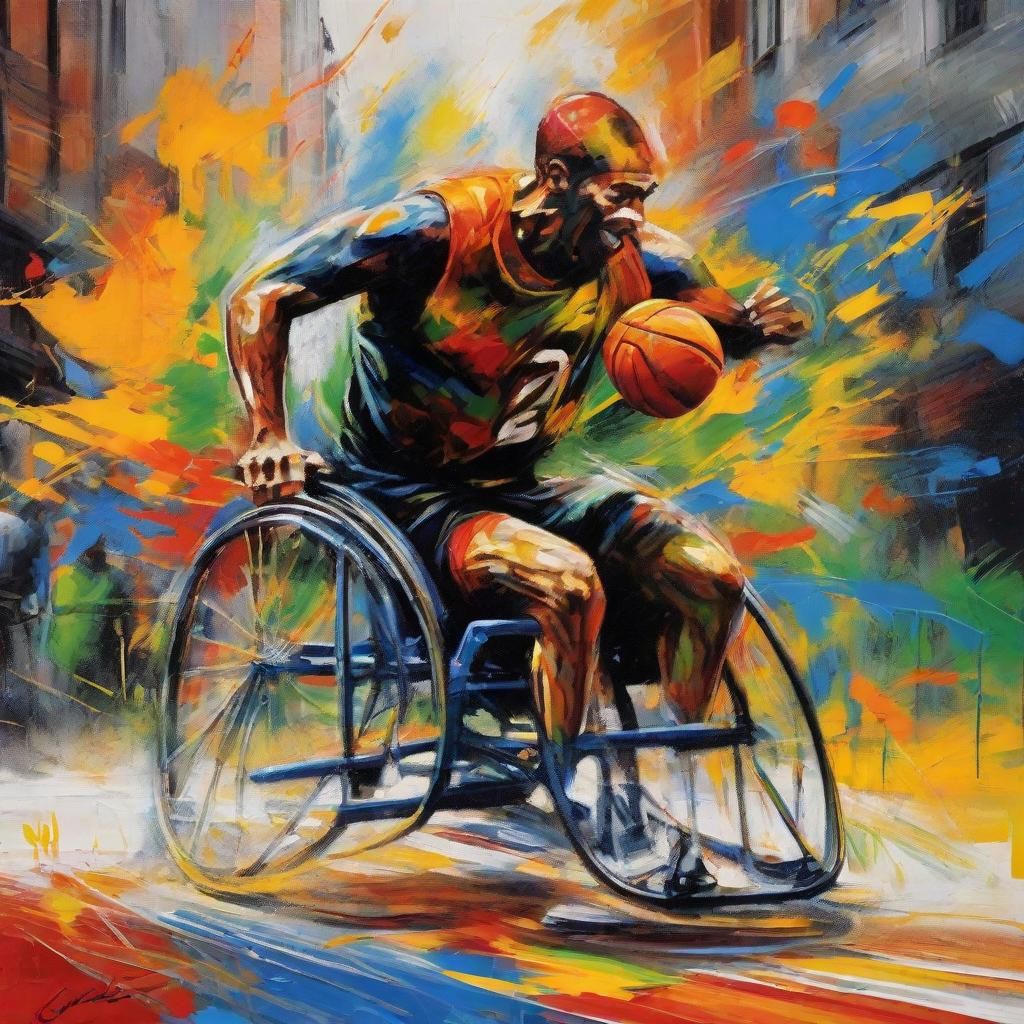Wheelchair Basketball Victory in Graffiti Art Style