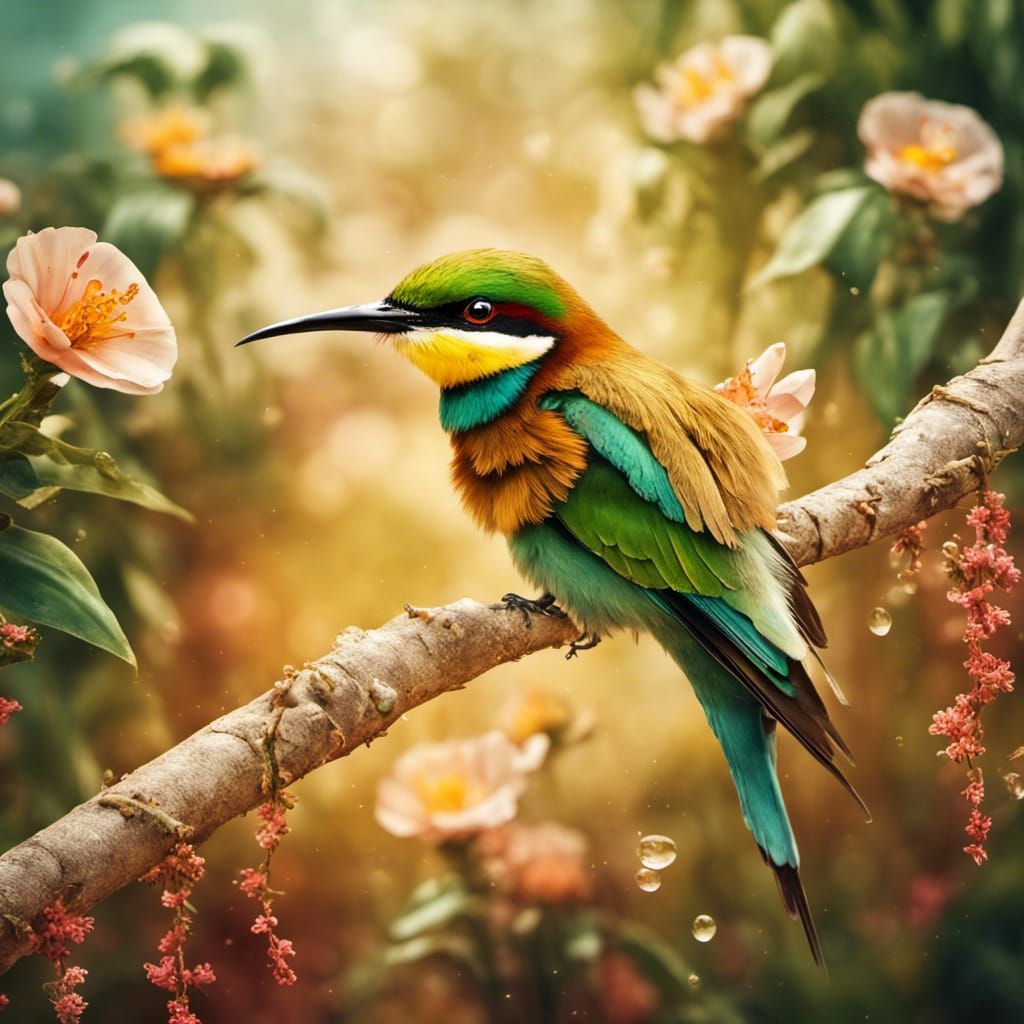Bee Eater Bird Portrait in Earth-Toned Digital Painting