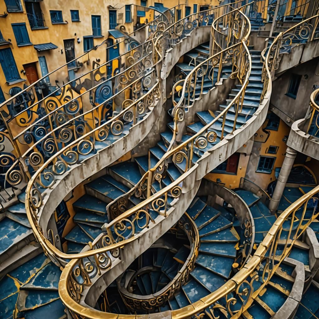Surreal Never-Ending Staircase in Dreamlike Photography