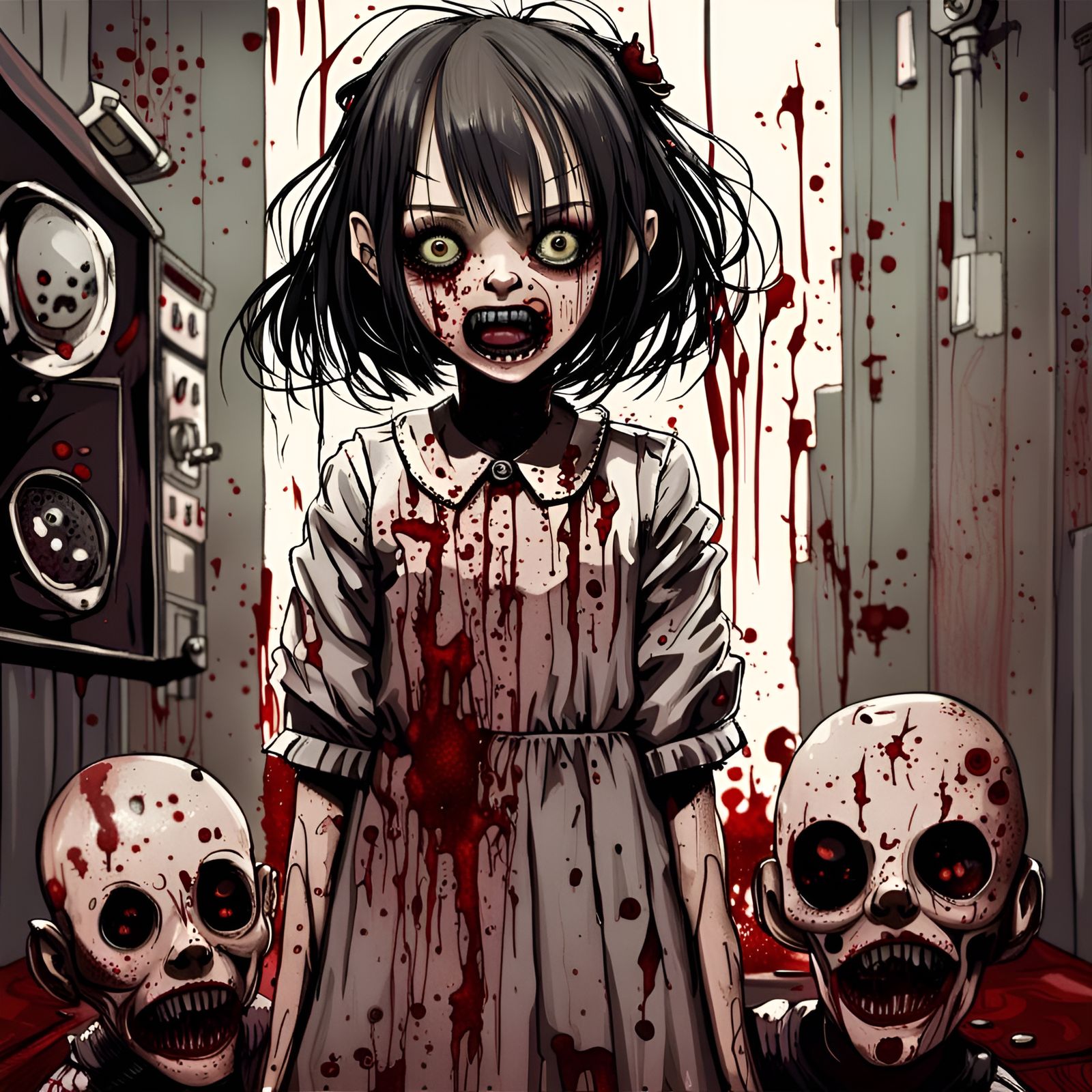 Nightmarish Girl in Junji Ito Style