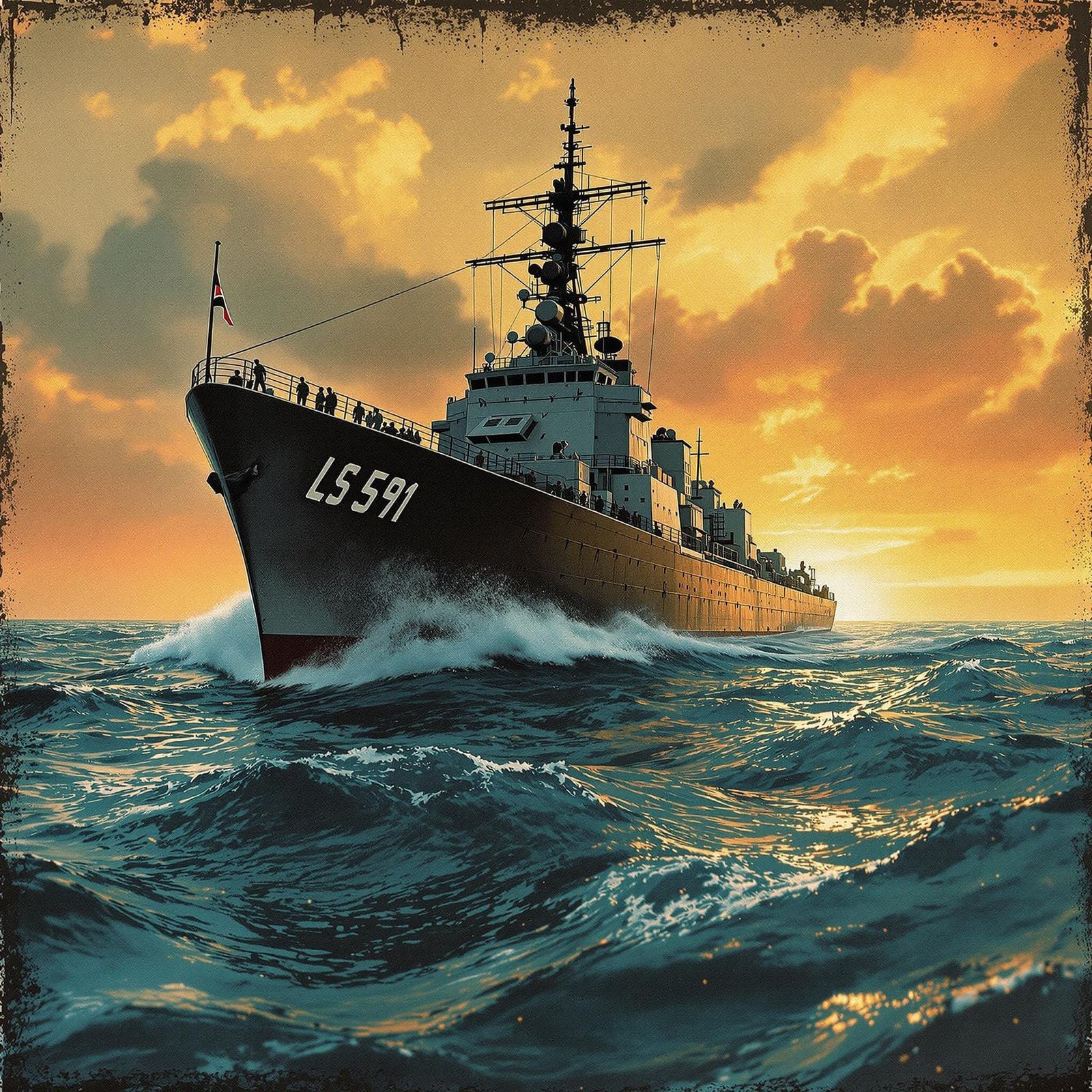 Surrealistic USS LST-491 Portrait in Pacific Ocean