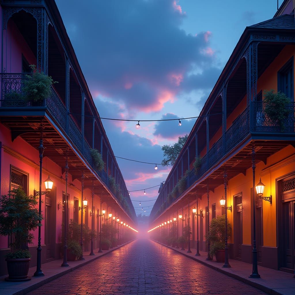 New Orleans French Quarter at Dusk: Fantasy Concept Art