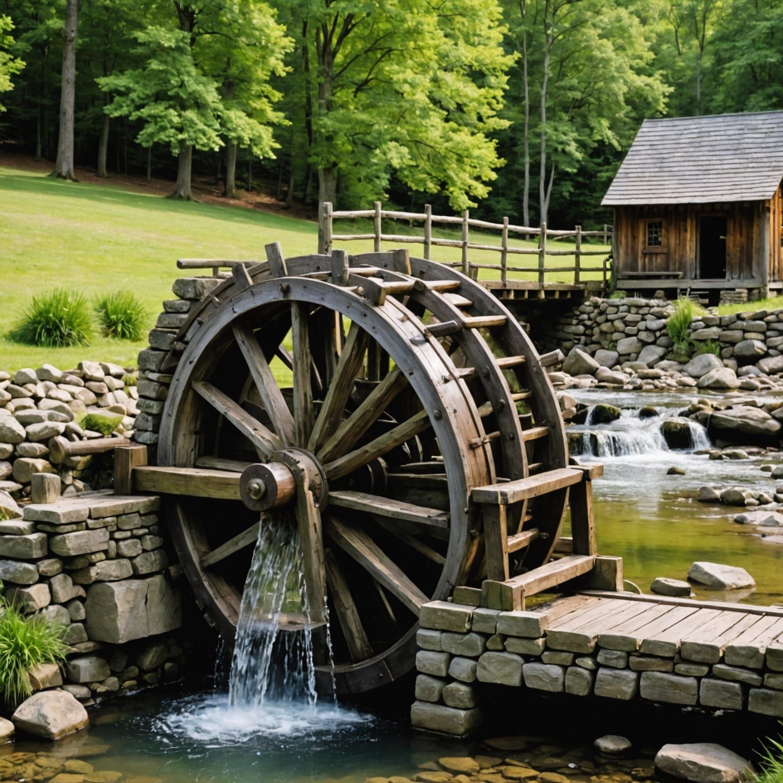 Serenity by the Wheel in a Rustic Country Landscape