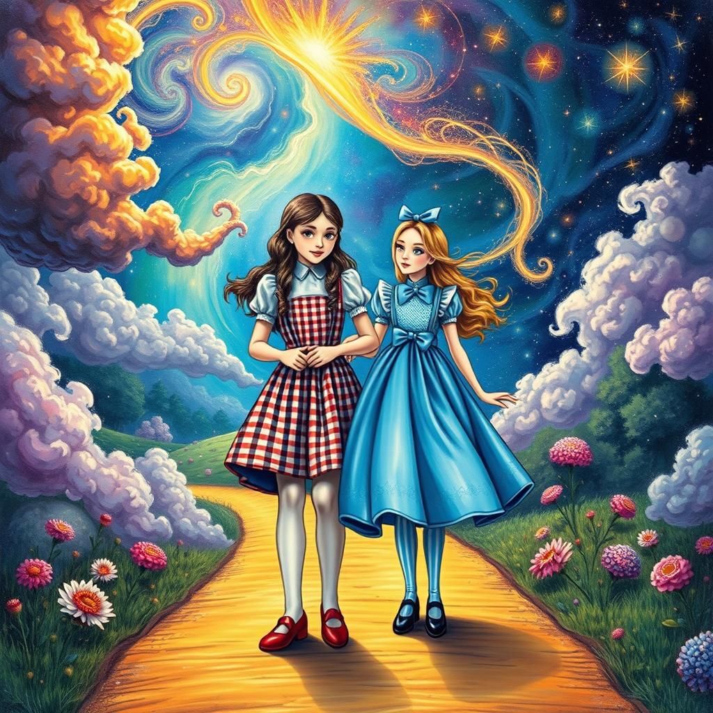 Dorothy and Alice Unite in Cosmic Wonderland