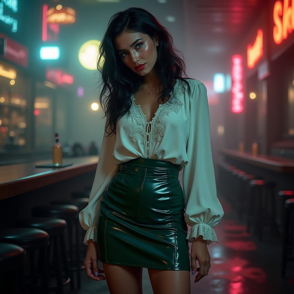 Gritty Femme Fatale in Futuristic Attire