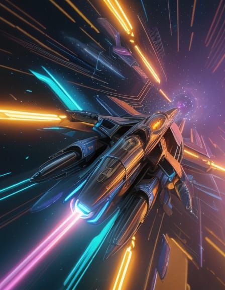 Cyberpunk Cosmos: Nanobots Soar Through Neon-Lit Atoms