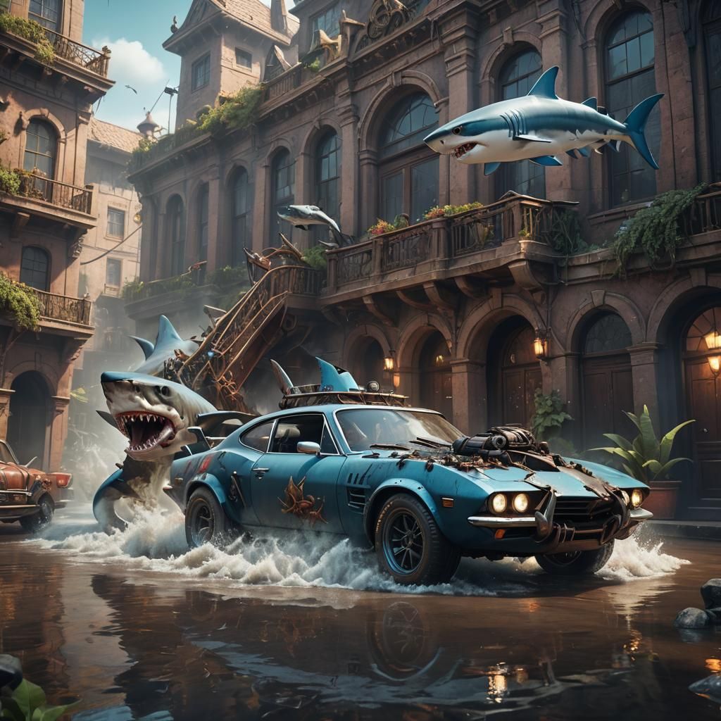 Fantastical Shark Car Concept Art