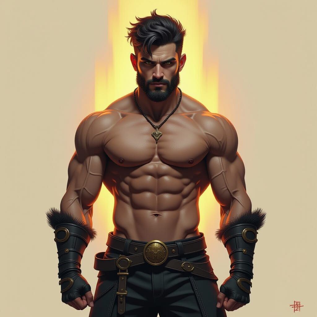 Muscular Man with Simian Features in Dark Fantasy Art