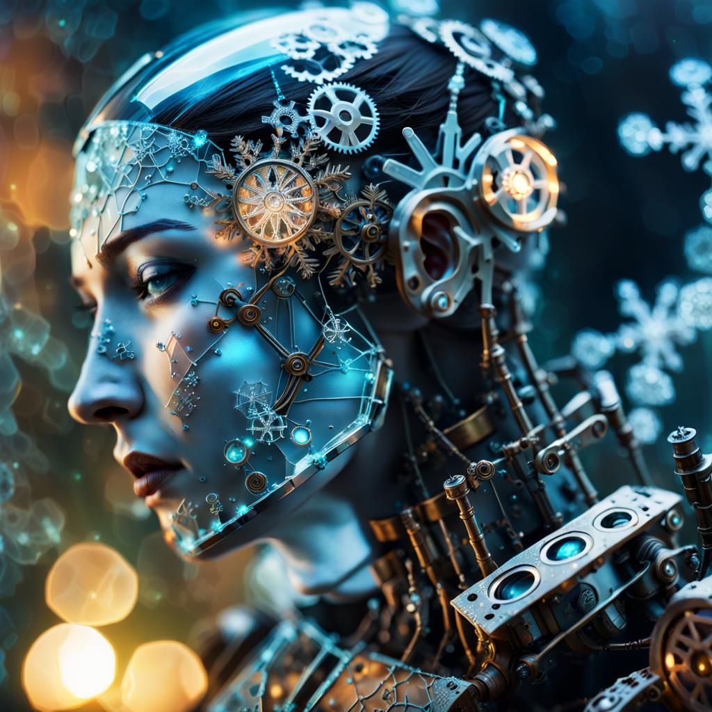 Nordic Cyborg Wakes in Enchanted Room at Dawn