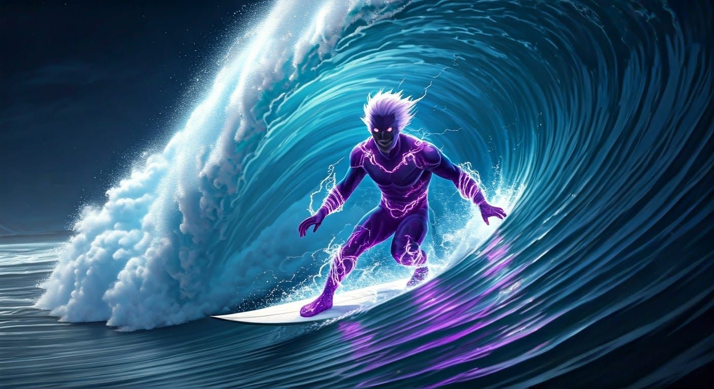 Electro Surfs a Giant Wave with Lightning