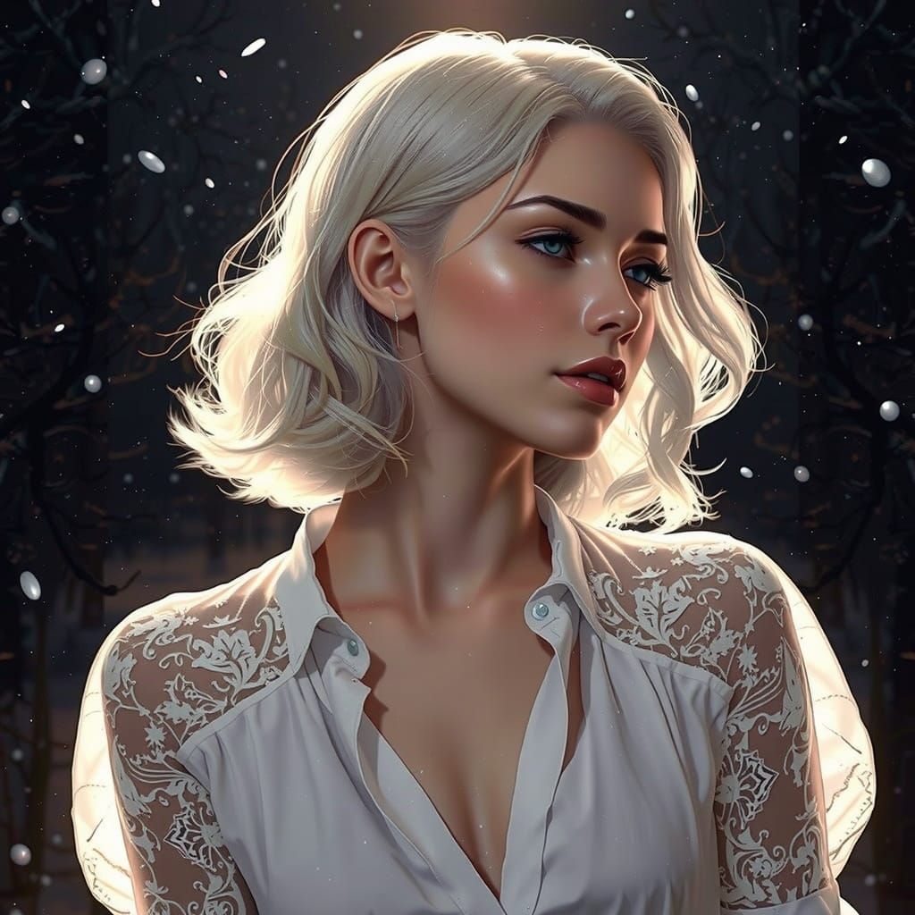 Winter Enchantress in Snowy Forest