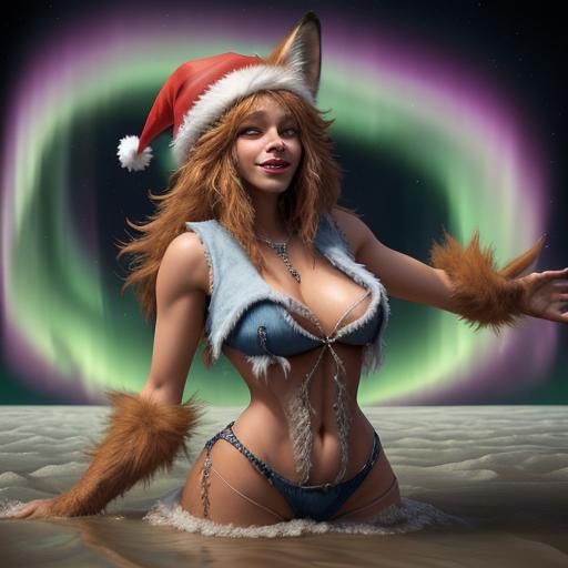 Anthropomorphic Fox-Woman's Christmas Quicksand Ordeal
