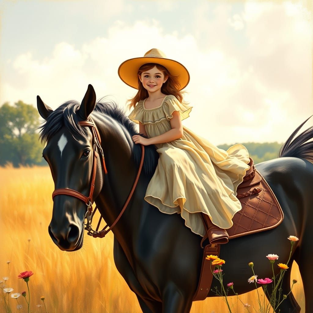 Gentle Girl on a Majestic Horse