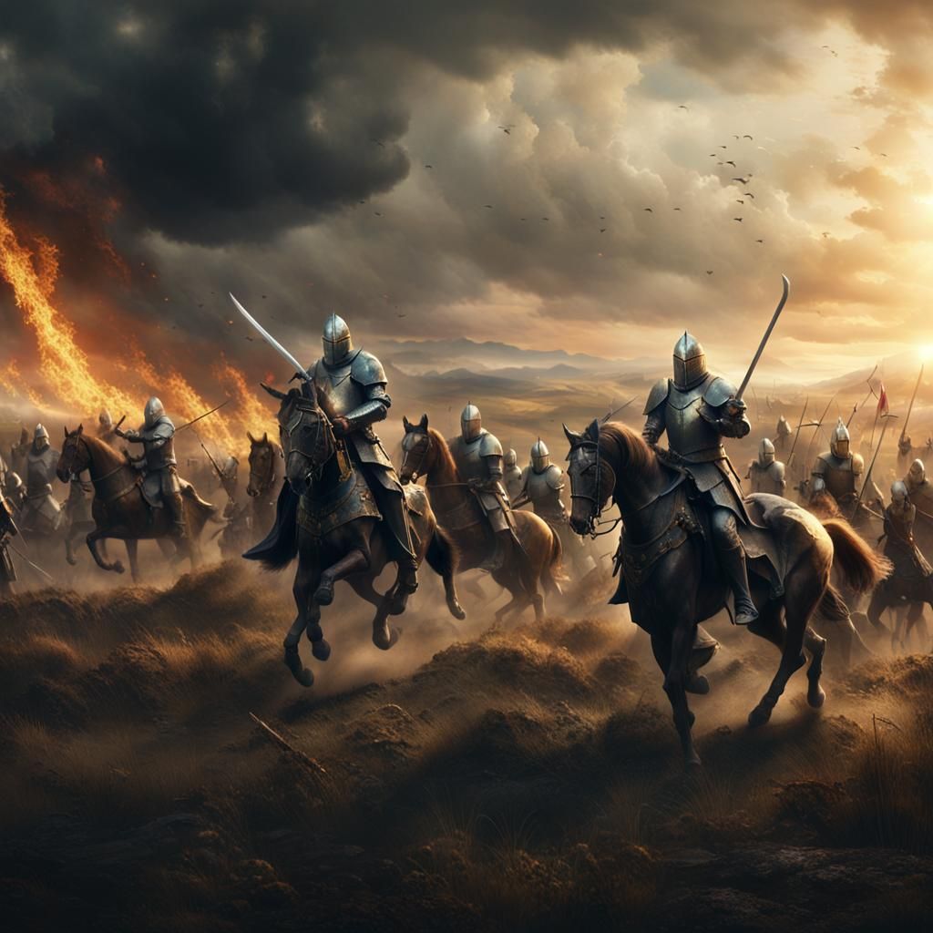 Knights Clash in Epic Medieval Battle Scene