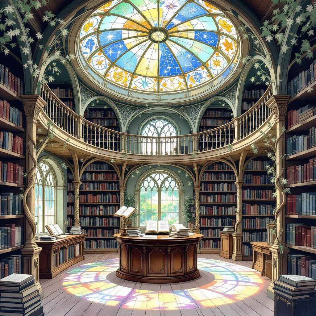 Ethereal Victorian Library with Butterfly Books, Watercolor ...