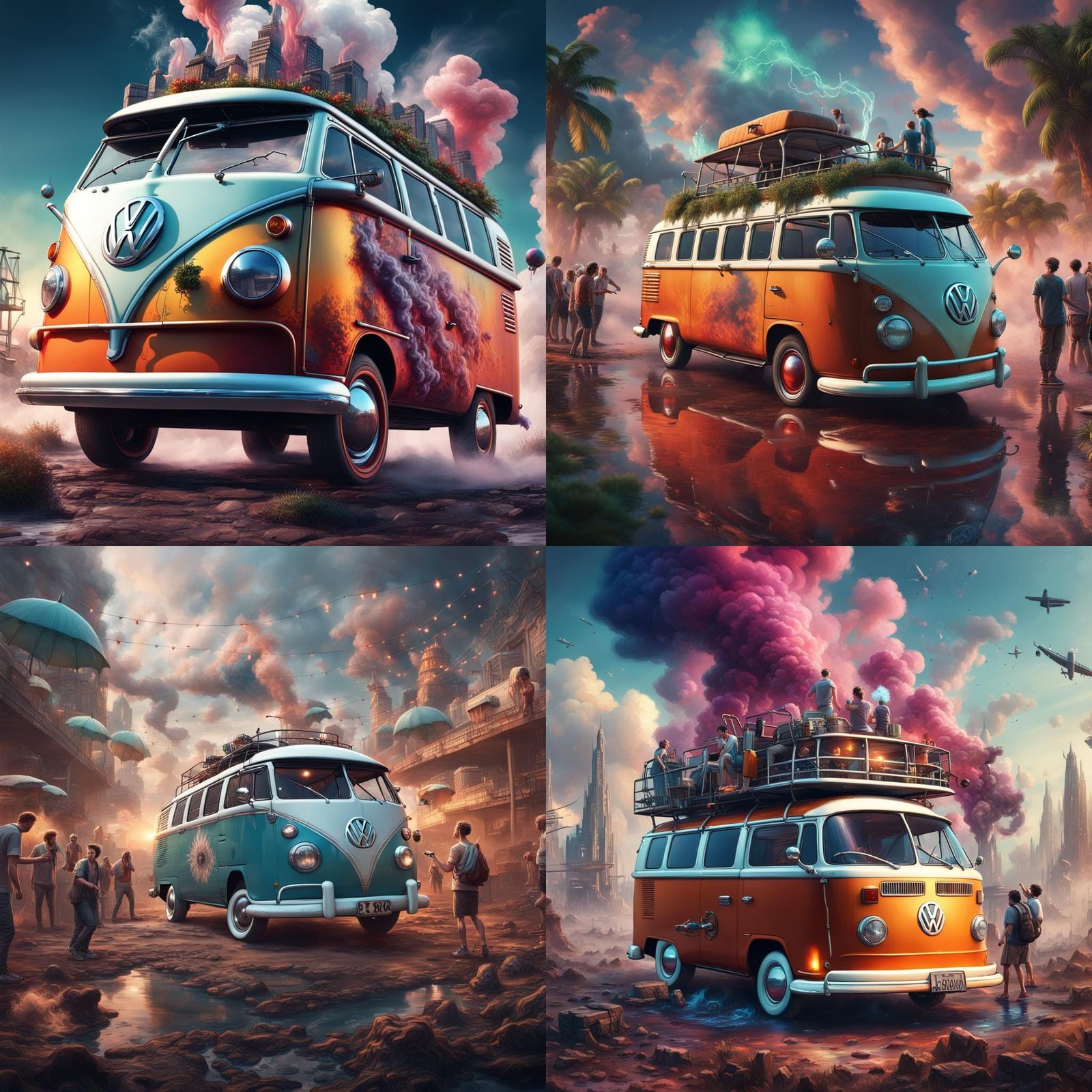 Volkswagen Bus Vape Meet, Detailed Matte Painting
