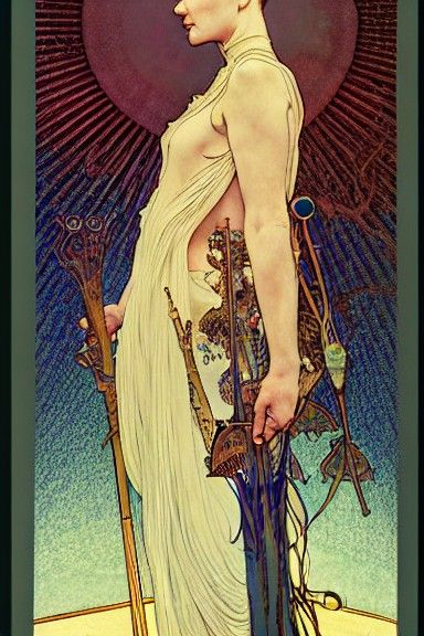 High Priestess Tarot Card in Art Nouveau Style