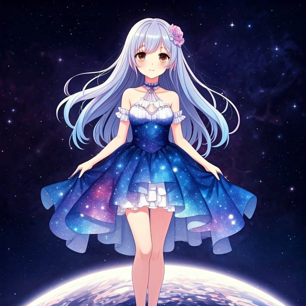 Cosmic Rococo Girl on Crystalline Planet