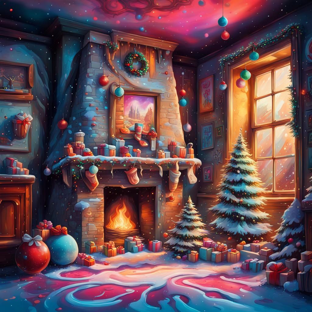 Magical Christmas Family in Graffiti Art Style