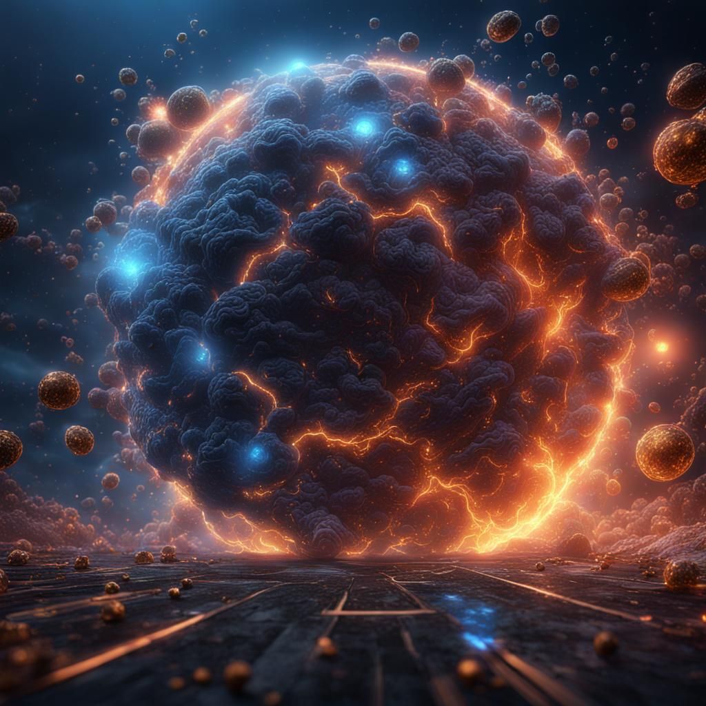 Quantum Particles Energy Creation in Detailed Digital Art