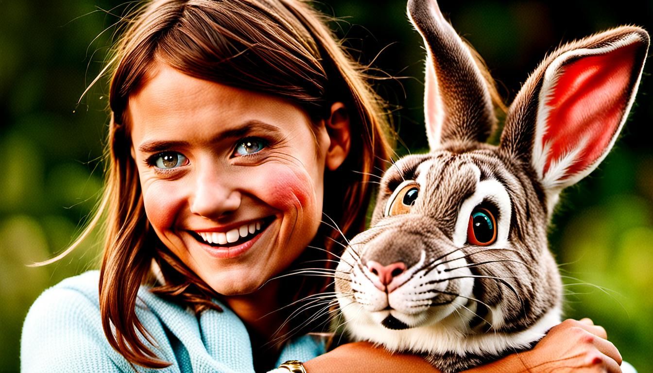 Natalie Smiles at Rabbit: Close-Up Portrait